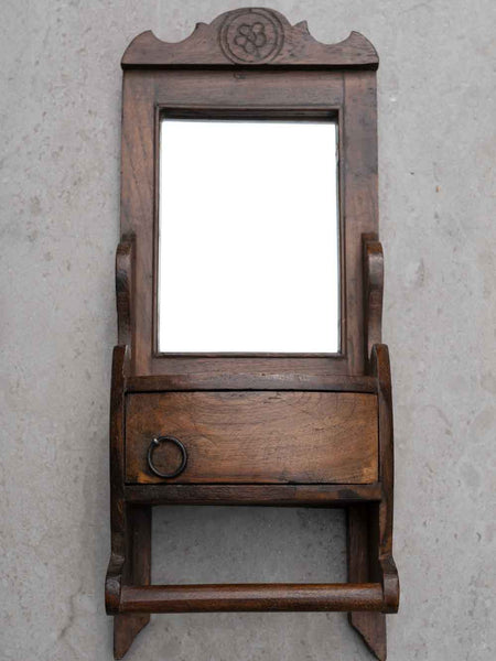 Vintage Barber's Mirror with Curved Cupboard