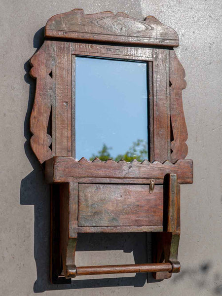 Vintage Barber's Mirror with Sawtooth Pattern 