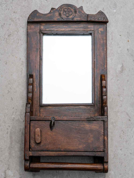 Vintage Barber's Mirror with Small Flower