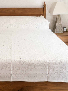 White Single Bedspread with cutwork designs