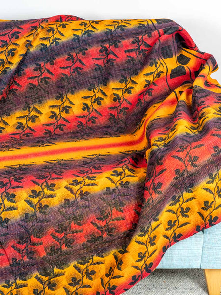Yellow Flowers on Orange Vintage Kantha Throw