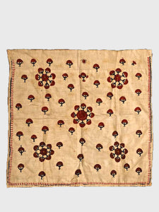 Embroidered Cloth, Red on White Floral