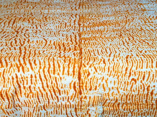 Apricot & White Shibori Indian Cotton Bedspread