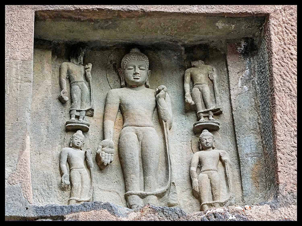 Five standing Buddhas, entrance to cave 19, Ajanta