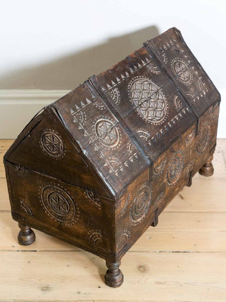 Carved Indian Vintage Dowry Box