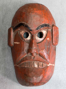 Carved Red Wooden Mask from Nepal