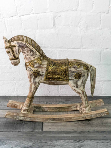 Painted Wooden Horse with Gold Trimming