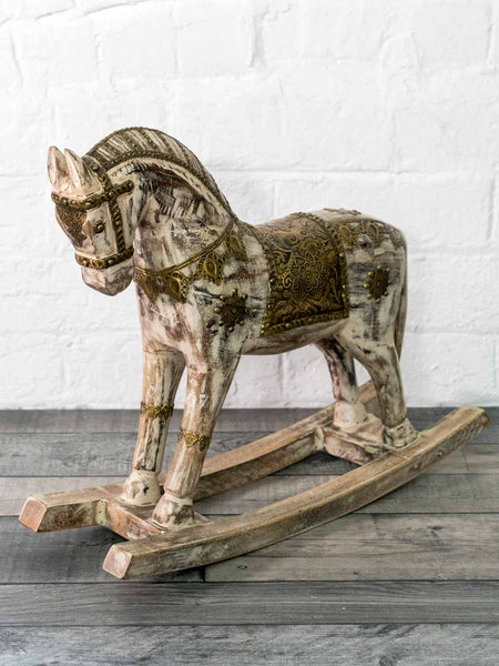 Painted Wooden Horse with Gold Trimming