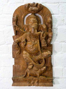 Carved Wooden Ganesh Wall Panel