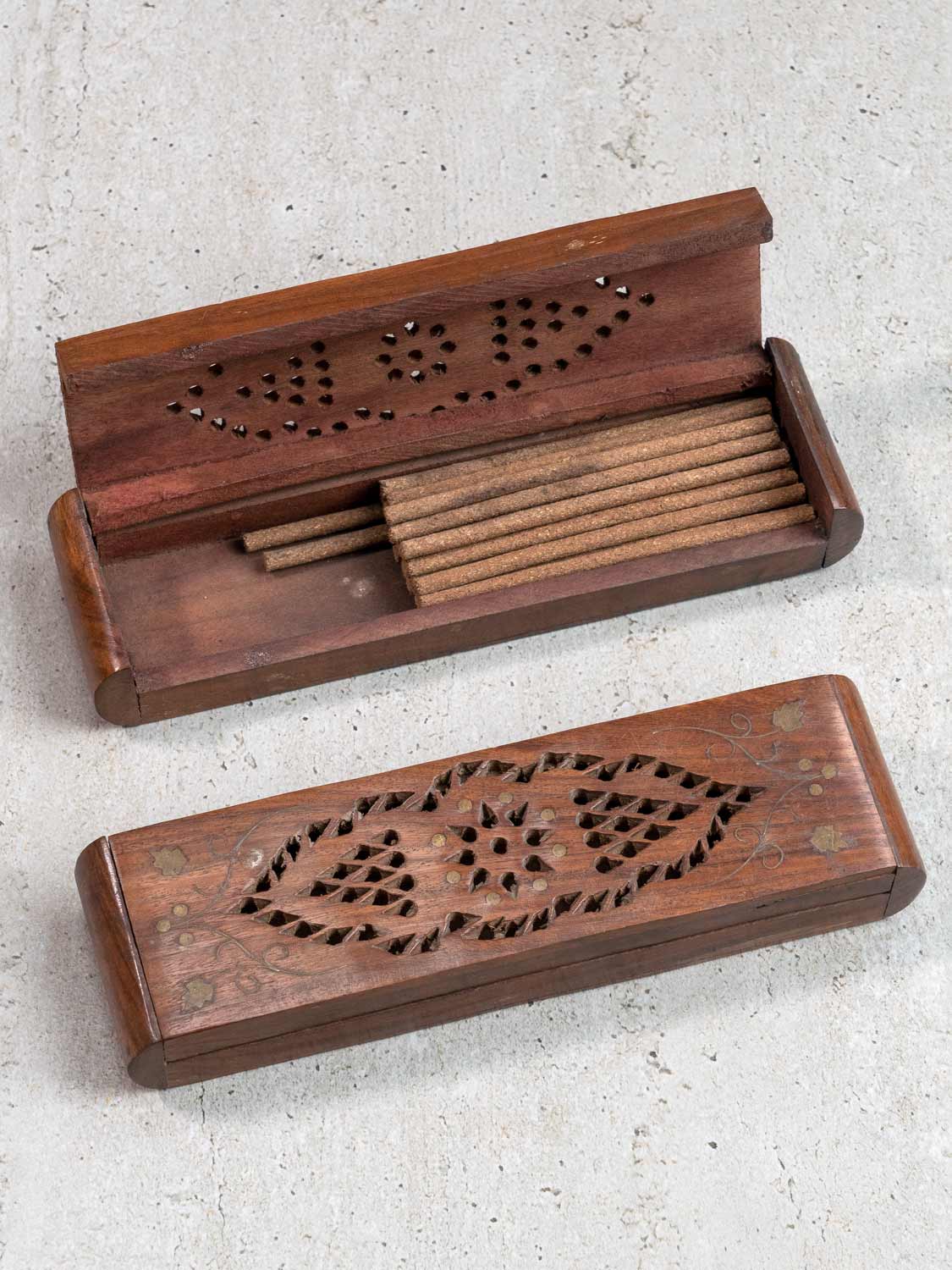 Carved Wooden Indian Pencil Box