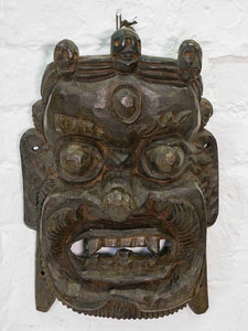 Carved Wooden Protector Mask from Bhutan