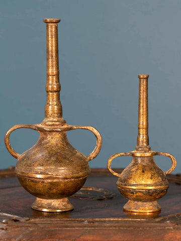 Pair of Chuna Dani, Brass Bottles, from India