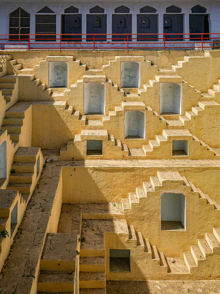 Photo of the Kund ke Balaji stepwell, Toonga, Rajasthan, detail.