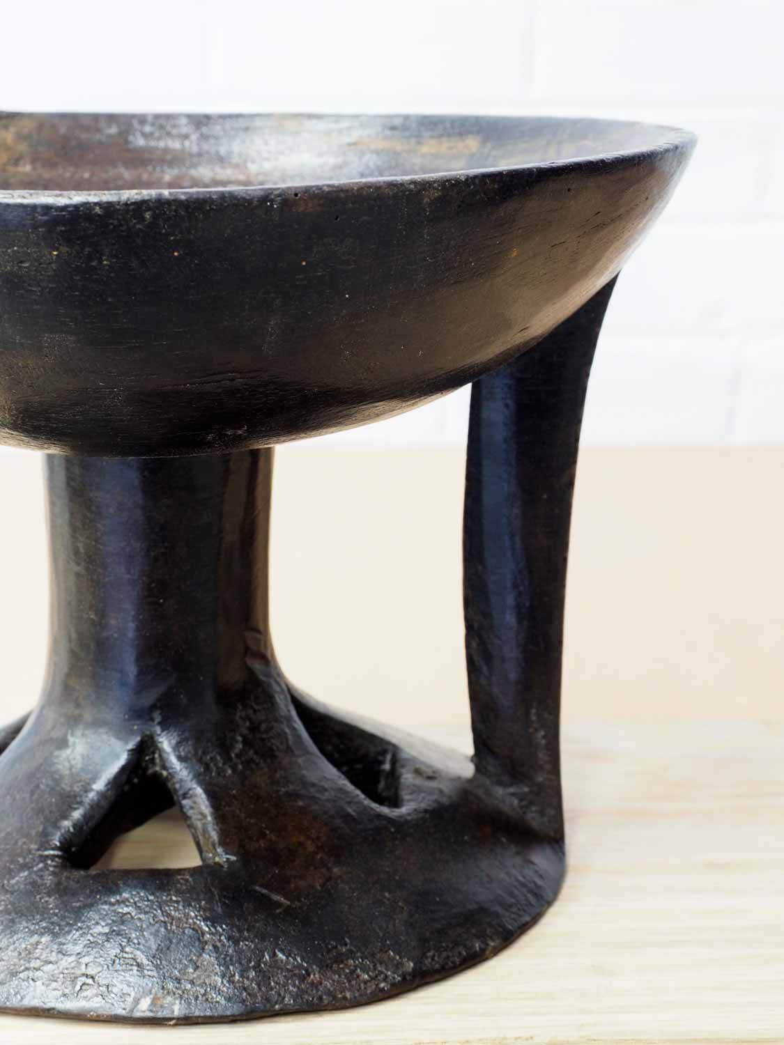 Dark Wooden Bowl with Long Stem