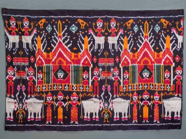 Figurative Ikat Silk Wallhanging from Indonesia 