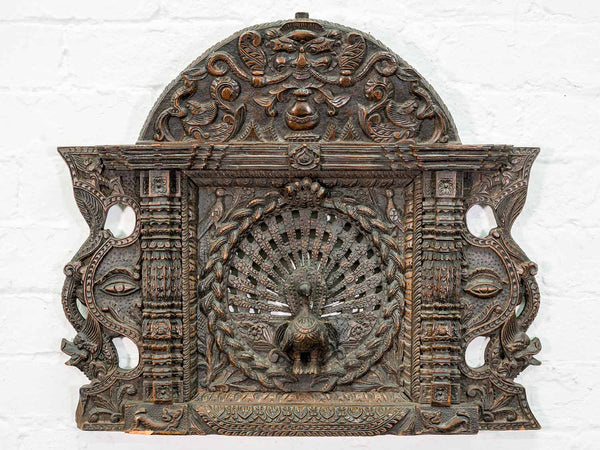Finely Carved Peacock Wall Panel, India