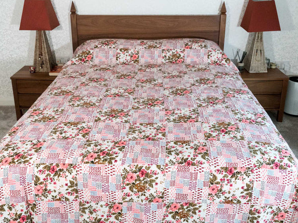 Floral Patchwork Indian Cotton Bedspread