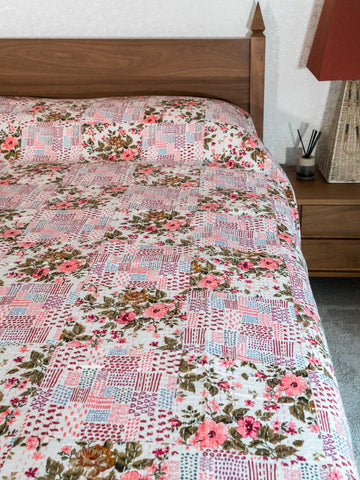 Floral Patchwork Indian Cotton Bedspread