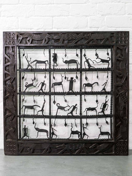 Tribal Wall Panel with Iron Figures from India