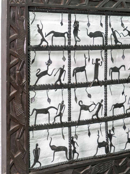 Tribal Wall Panel with Iron Figures from India