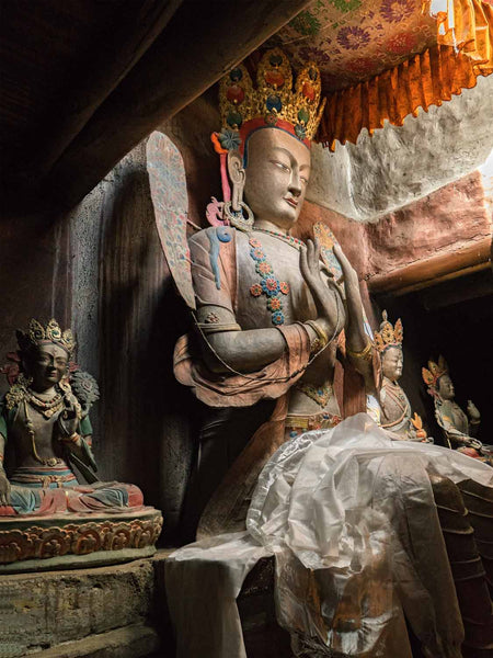 Photo of a statue of White Tara at Attetse Monastery in Ladakh, India