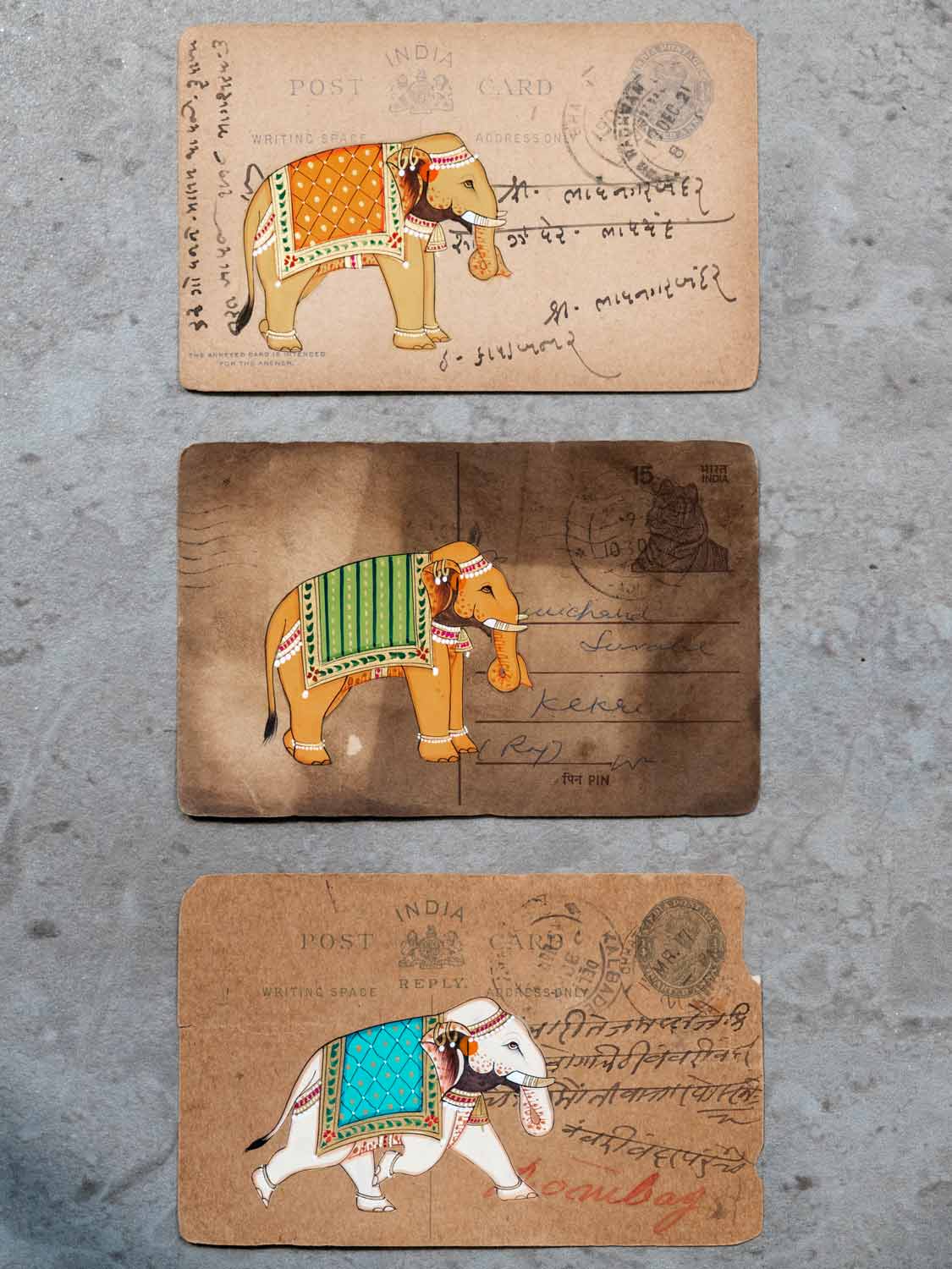 Three Indian Miniature Paintings of Elephants
