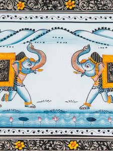 Indian Miniature Painting of Elephants, Horses & Camels