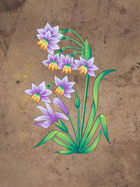 Indian Miniature Painting of Violet Flowers