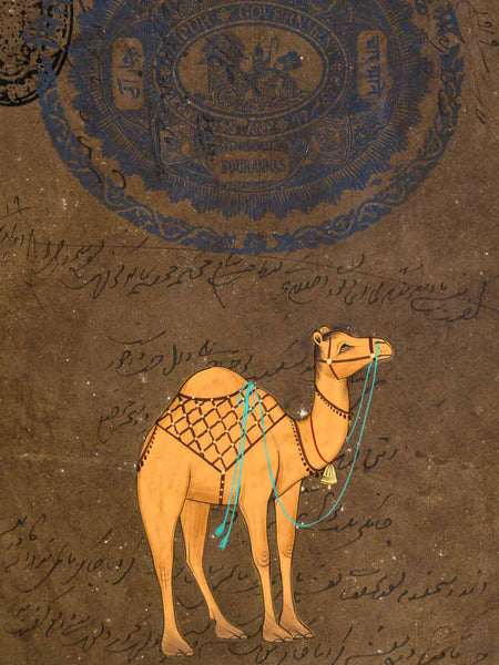 Indian Miniature Painting of a Camel  detail