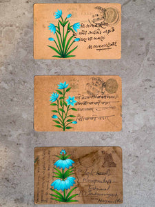 Indian Miniature Paintings of Blue Flowers