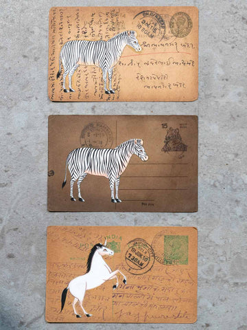 Indian Miniature Paintings of Unicorn & Zebra