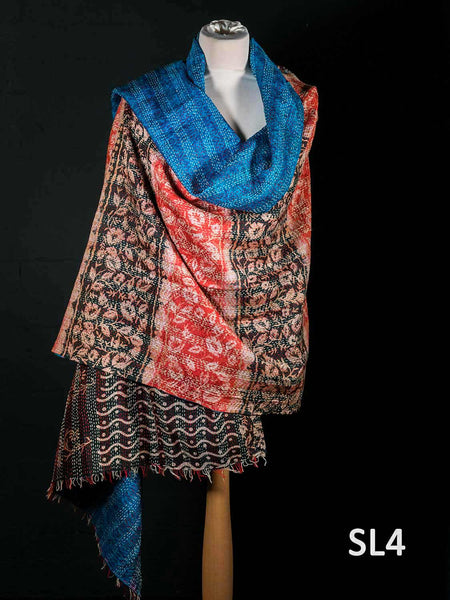 Reversible Silk Kantha Shawl