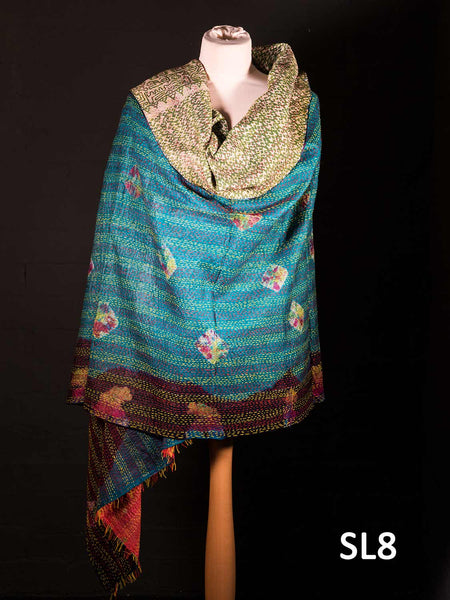 Reversible Silk Kantha Shawl