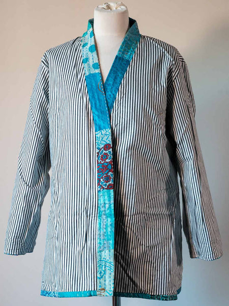 Kingfisher Blue Art Silk Patchwork Jacket 