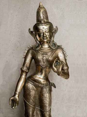 Large Standing Bodhisattva Bronze Statue 