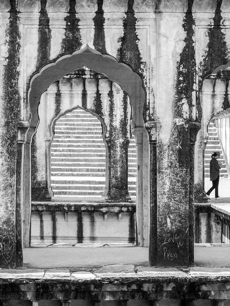 Lohargal Stepwell Arches, Black & White, Landscape, thumbnail