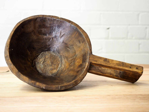 Long Handled Wooden Bowl from India