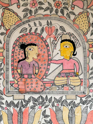 Mithila, Madhubani Painting, Couple in Sedan Chair