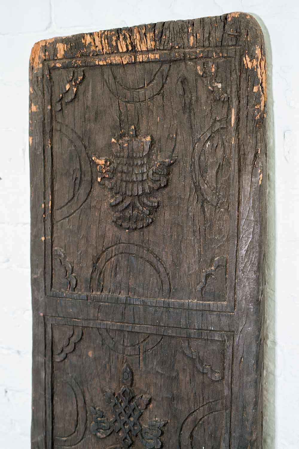 Old Tibetan Carved Panel with Auspicious Symbols