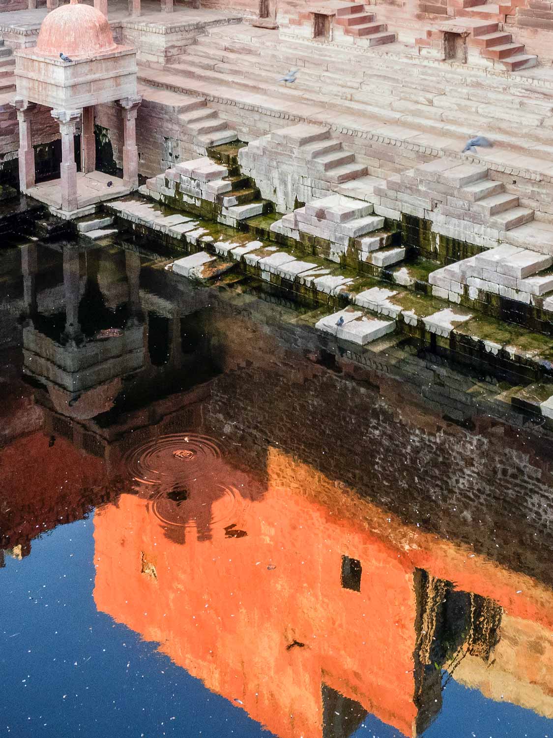 Orange Reflections in the Water, Jodhpur | Stepwell Photos