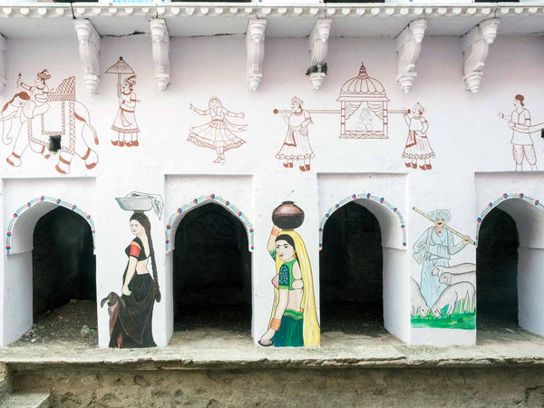 Women with Water Pots at Bani das ki Bawari Stepwell at Dausa, Rajasthan