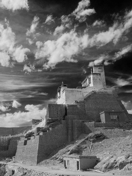 Black and White Photo of Basgo Monastery, Ladakh