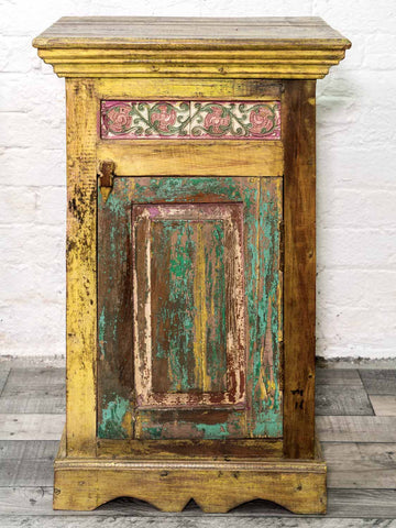 Painted Indian Wooden Cupboard with Tiles