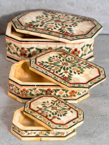 Painted Oval Inlaid Boxes from India