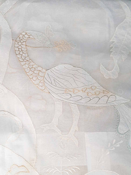 Peacock Curtains, Voile with White Embroidery