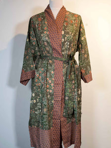 Printed Cotton Sage Green Kimono Robe