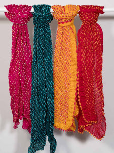 Silk Bandhani Tie Dye Scarves