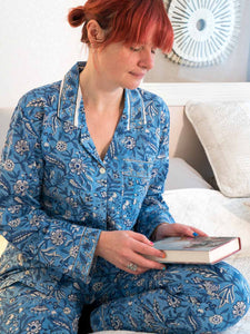 Sky Blue Printed Cotton Pyjama