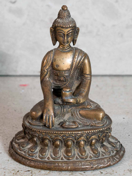 Small Brass Earth Touching Buddha Statue