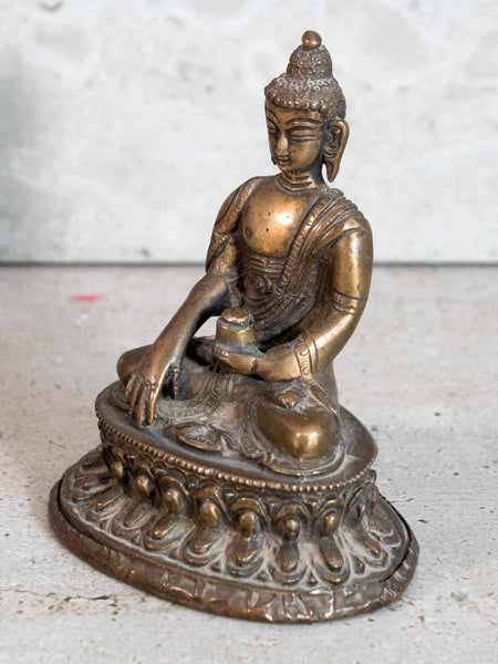 Small Brass Earth Touching Buddha Statue